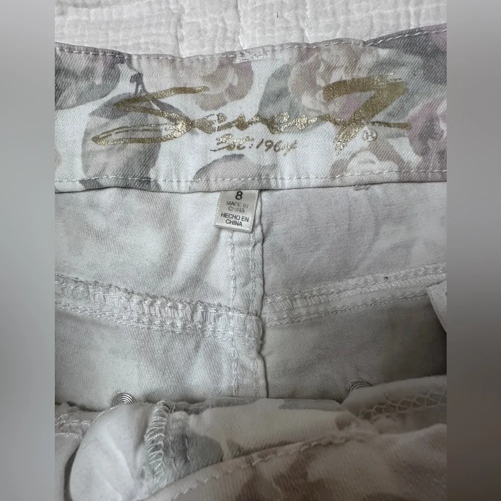 Seven7 White High Rise Skinny Tummy Control Stretchy Floral Denim Jeans Size 8 - Image 8