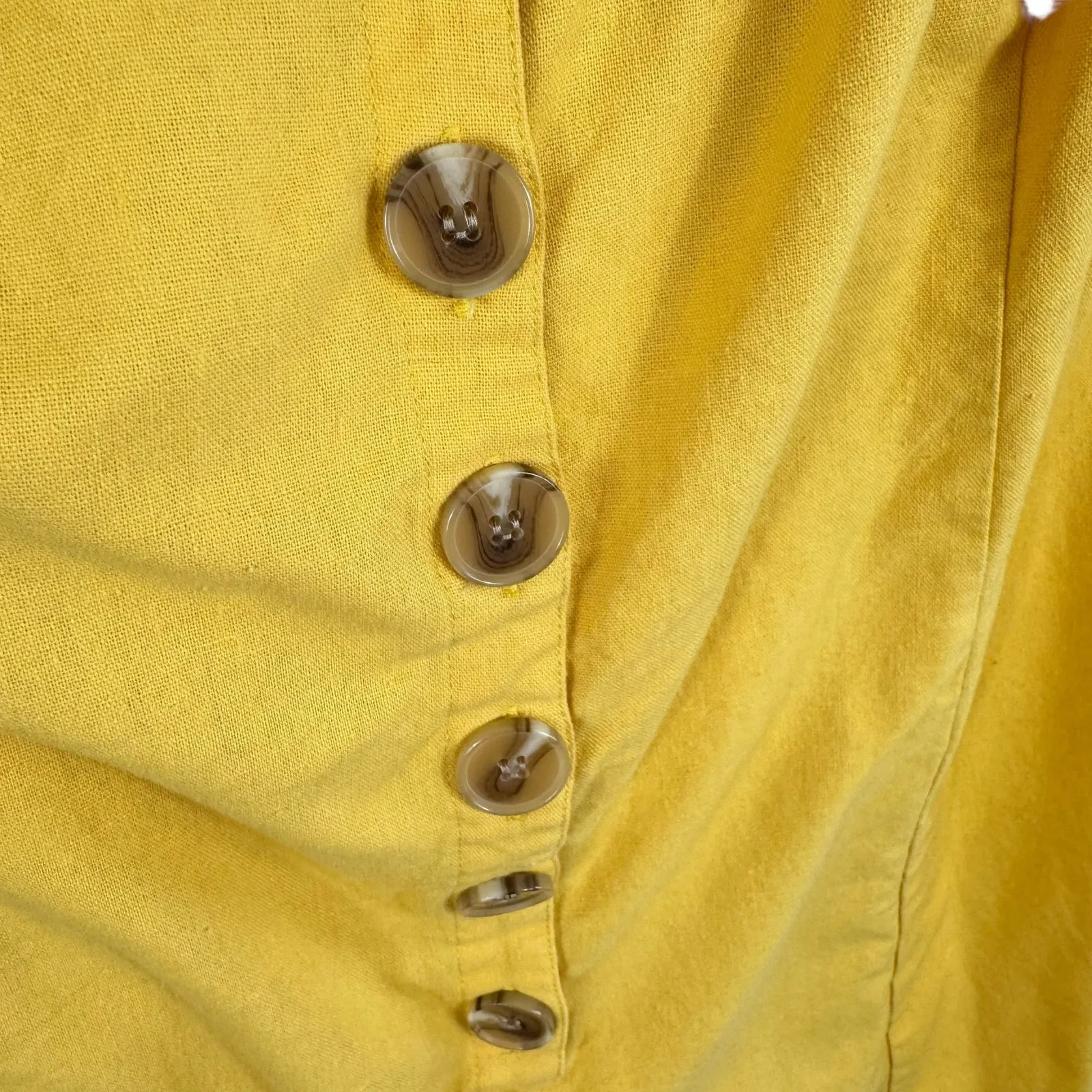 Wonderly Curvy Yellow Linen Cotton Blend Shorts Tank Sleeveless Romper Size 1X - Image 3