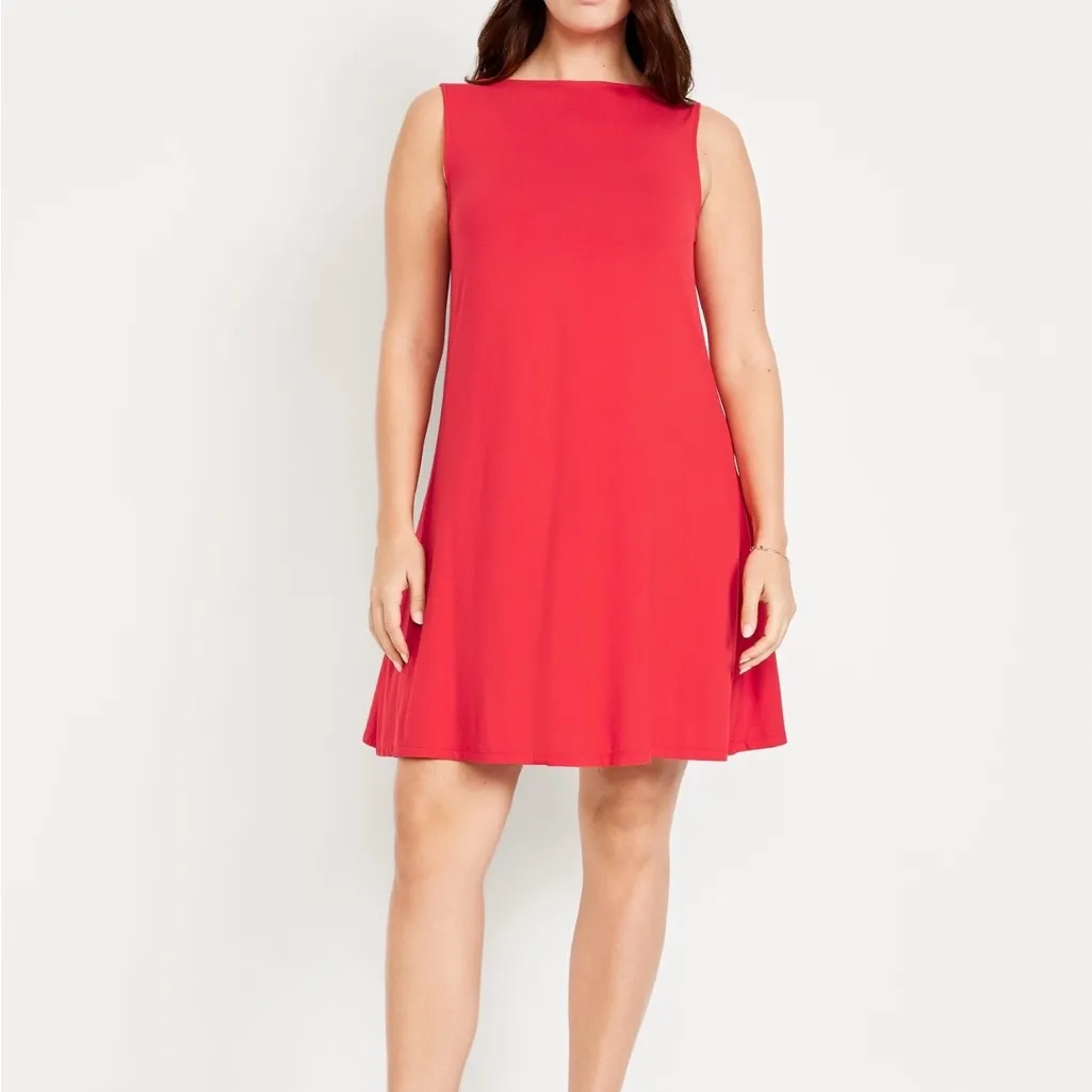 Red Sleeveless swing Dress - Image 2
