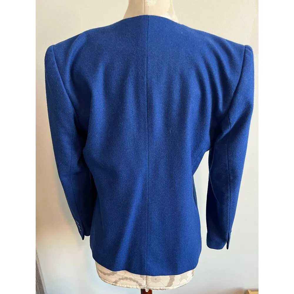 Sasson Women's Royal Blue Wool Blend Blazer Size 8/9 - Image 4