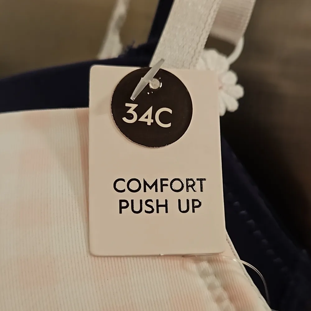 💕LAURA ASHLEY💕 Comfort Push Up Bras (2 Pack) Pink Checkers & Navy Blue 34C NWT - Image 14