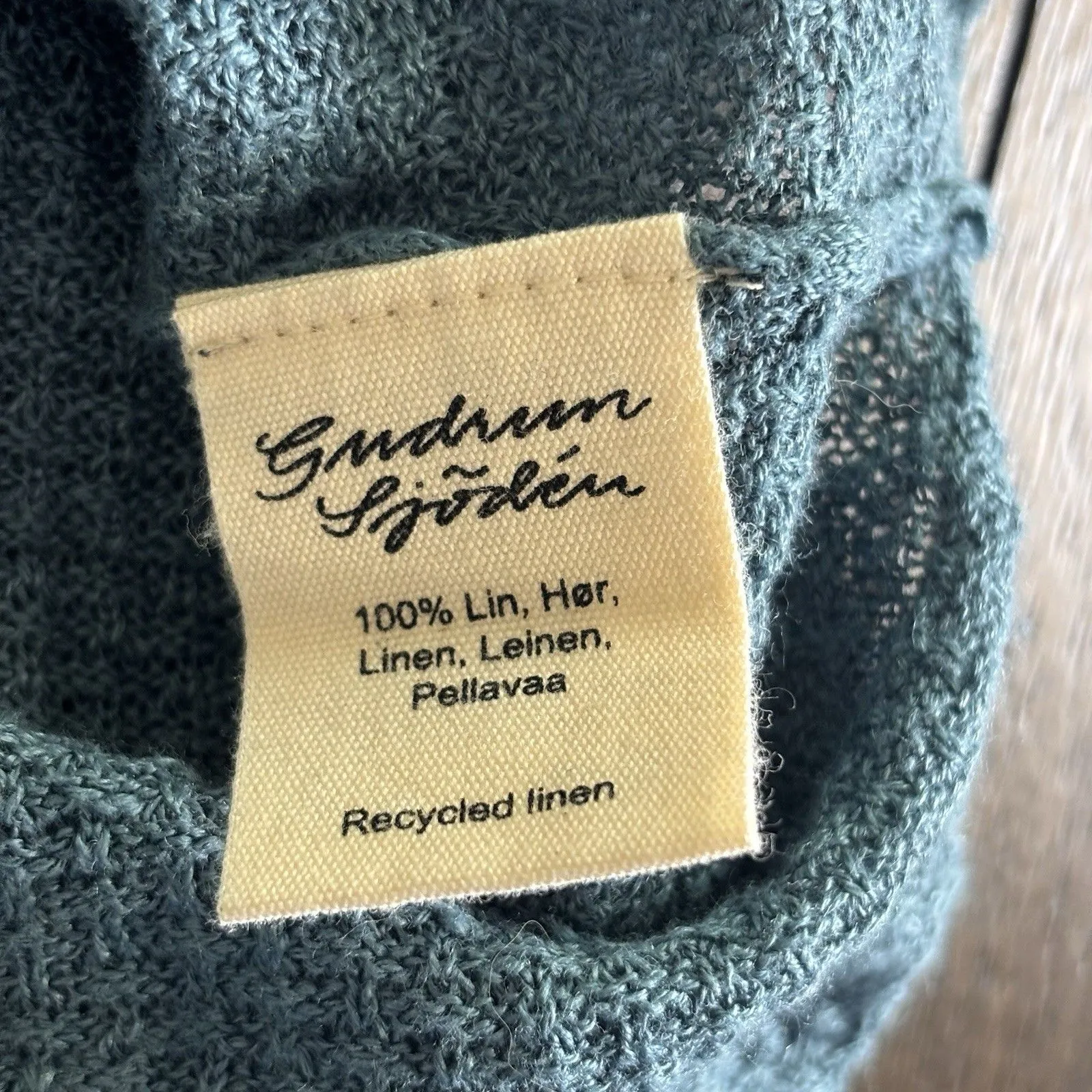 Gudrun Sjoden Women's 100% Linen Blue Teal Pullover Tunic Size XL Coastal Beach - Image 7