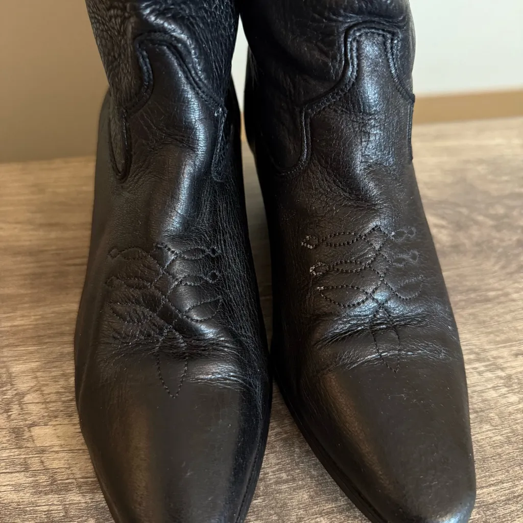 Vintage 90s Laredo Black Leather Cowboy Boots Women’s Size 5.5 USA Made Western - Image 5