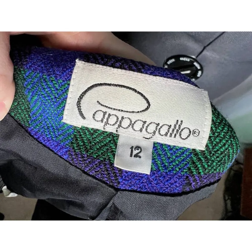 plaid blazer 1980s boxy purple blue green Size 12 - Image 5