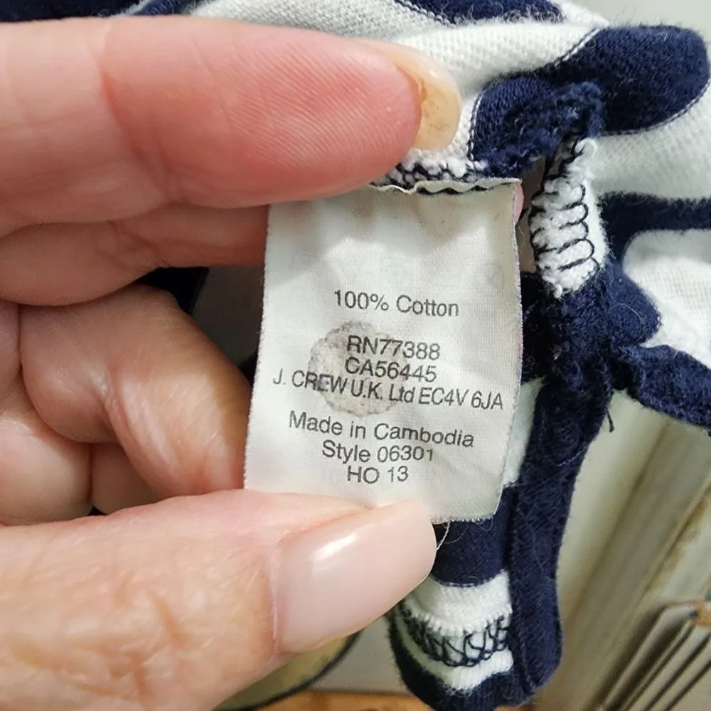 J. Crew Striped Top 3/4‎ Sleeve Boat Neck Pink Accent Casual Tee Shirt Medium - Image 5