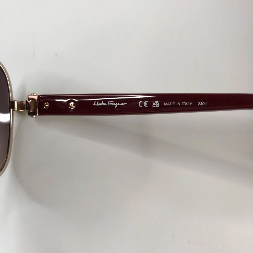 Salvatore Ferragamo Authentic Women’s Bordeaux Oversized Sunglasses ~ Brand New! - Image 8