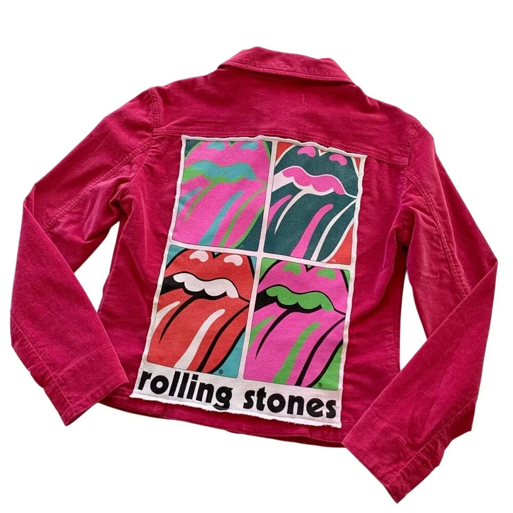 Via Penny Lane Reworked Apparel | The Rolling Stones Pink Corduroy Jacket Small - Image 7