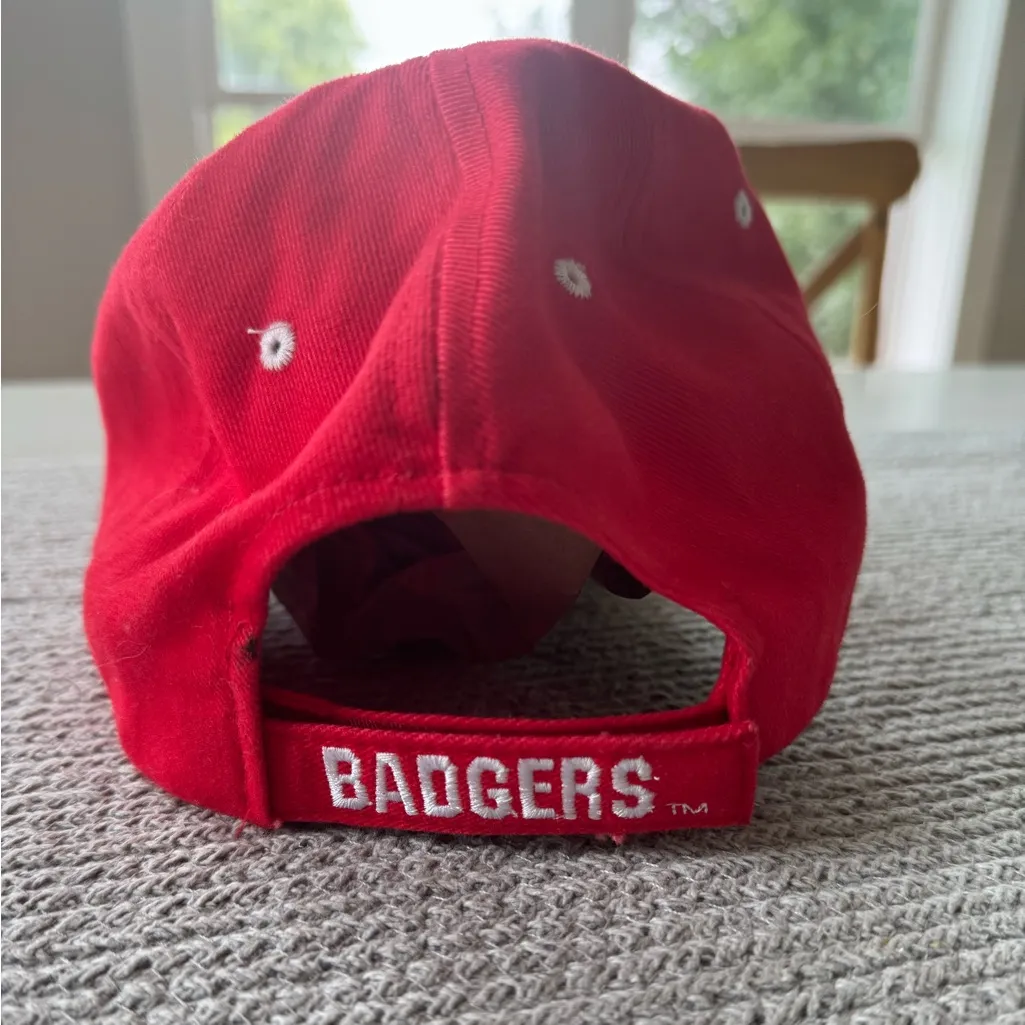 Wisconsin Badgers Red Baseball Hat Cap Adjustable Strap Back NCAA - Image 4