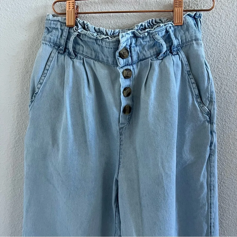 American Eagle Pull On Paperbag Chambray Pants 100% Cotton Small - Image 4