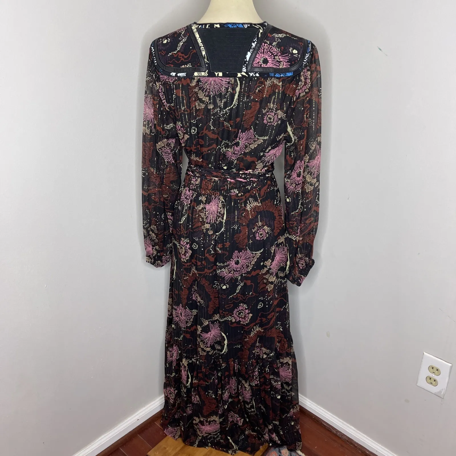 New A.L.C Alessia Silk‎ Floral Maxi Dress Sz 4 - Image 5