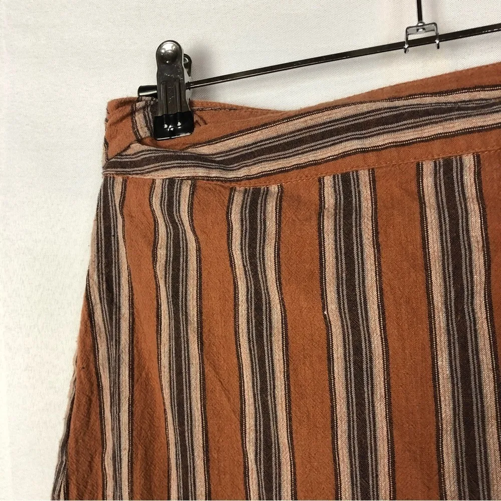 Storia Boutique  Orange Stripe Wrap Mini Skirt S - Image 4