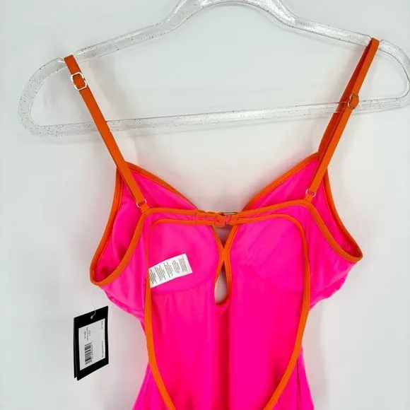 Kate Spade Keyhole One Piece‎ Swimsuit Size Large Neon  Pink Orange NWT Bright - Image 7