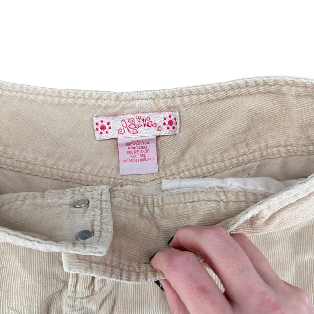 Vintage Y2K Corduroy Cream Midi Pencil Skirt Size 7 Cotton Light Academia - Image 4