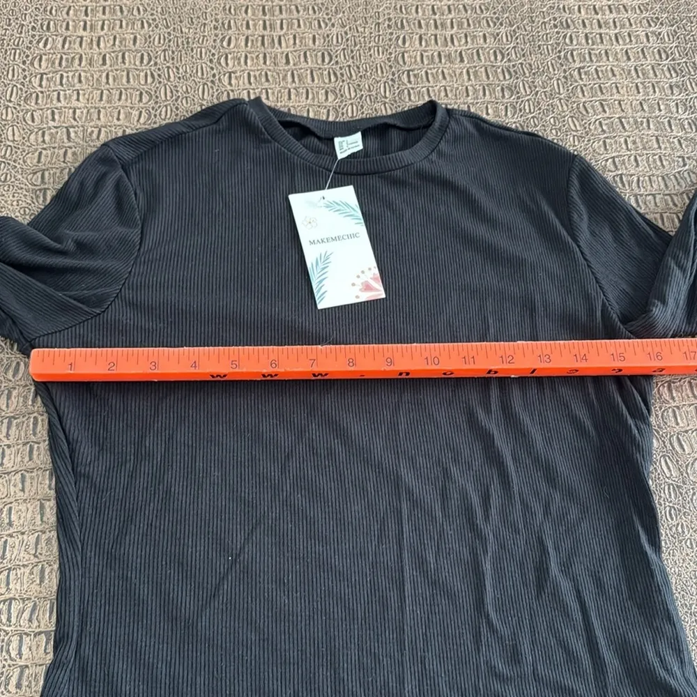 MAKEMECHIC Black ribbed Long Sleeve Tee Classic Fit size large - Image 5