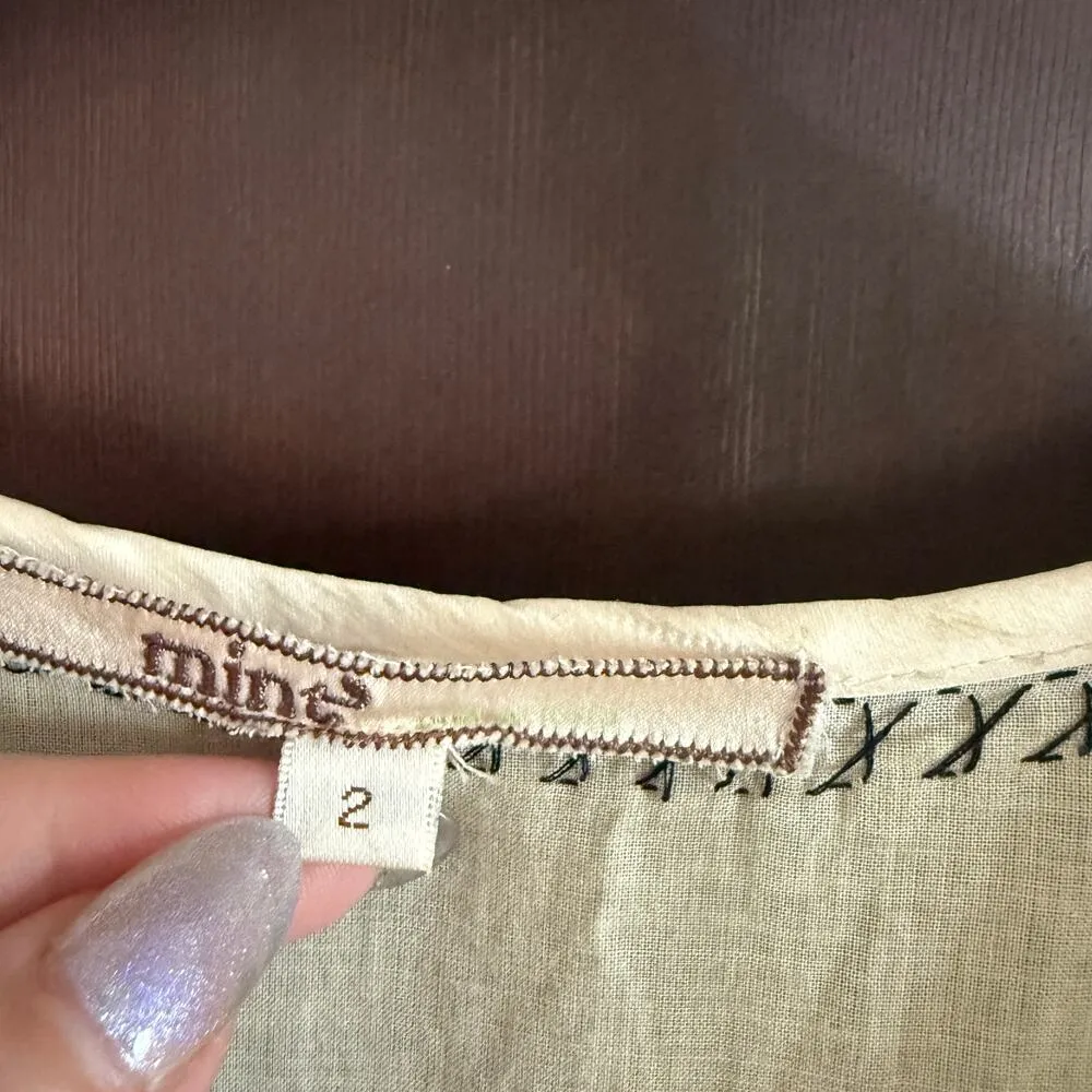 MINT by JODI ARNOLD | Embroidered Cotton Silk Eyelet Babydoll Split Neck Tee | 2 White - Image 3