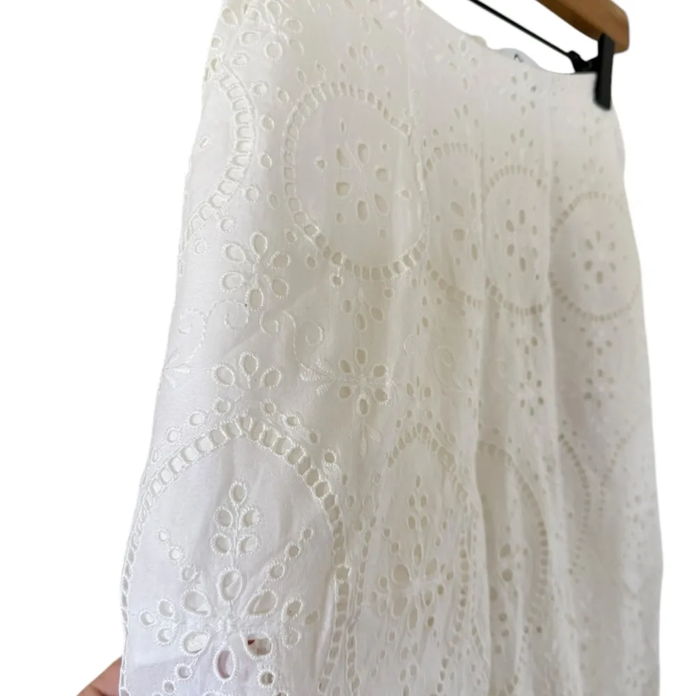 Charo Ruiz Ibiza Broderie Angaise Cotton Eyelet Wide Leg Pants White Size XS - Image 6