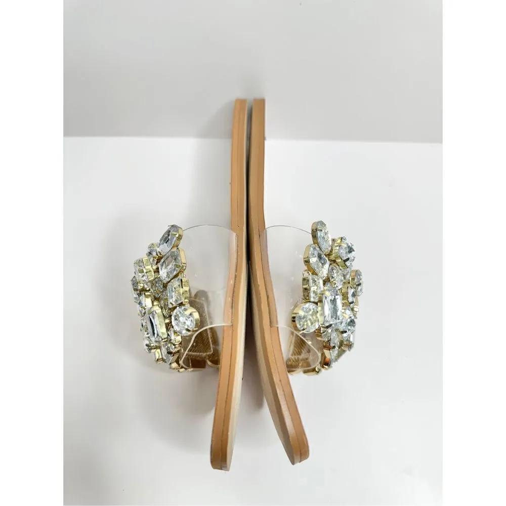 AQUA Sandals Womens Size 8.5 Embellished Open Toe Summer Slides NEW - Image 4