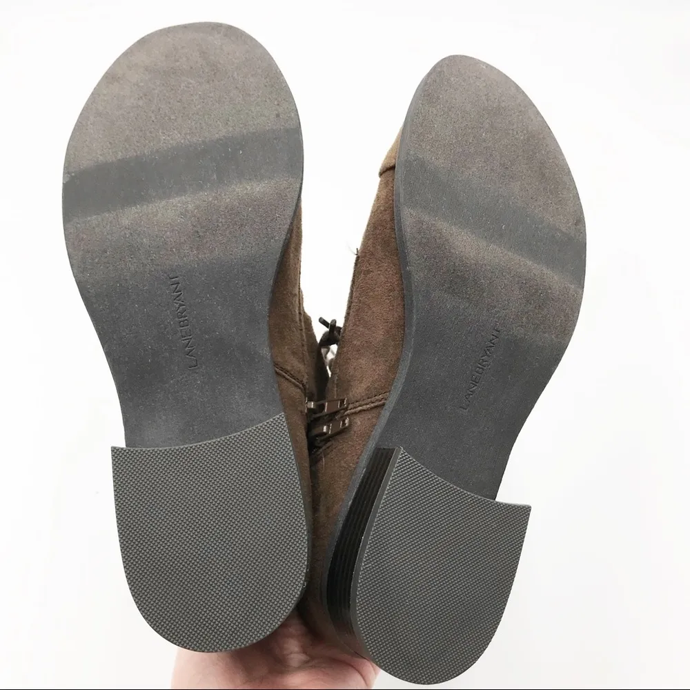 Lane Bryant Brown Perforated Fabric Combat Boots - Image 6