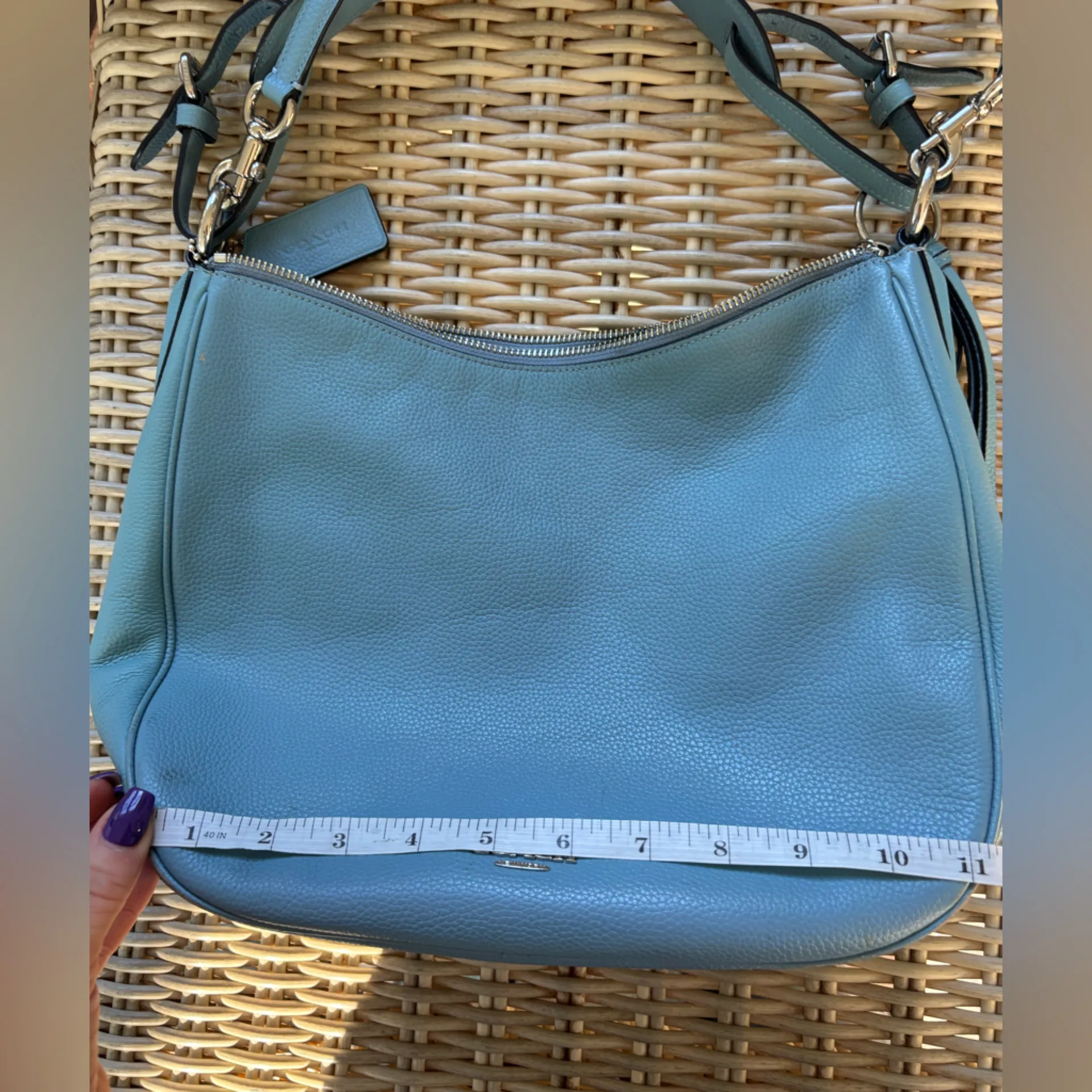 Coach Leather Sutton Hobo Shoulder Bag blue boho timeless versatile classic chic - Image 12