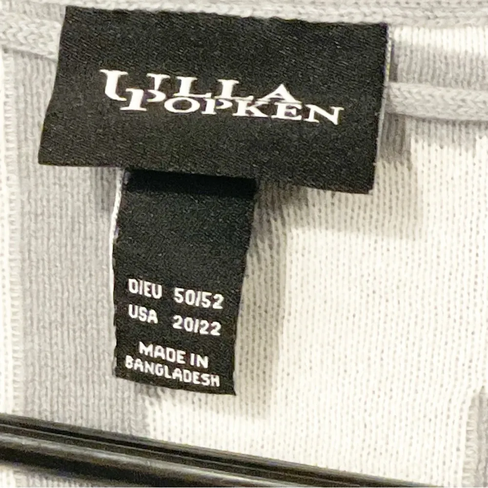 Ulla Popken Plus Size 20/22 Letter Pattern Long Sleeve Open Shape Knit Cardigan Gray - Image 4