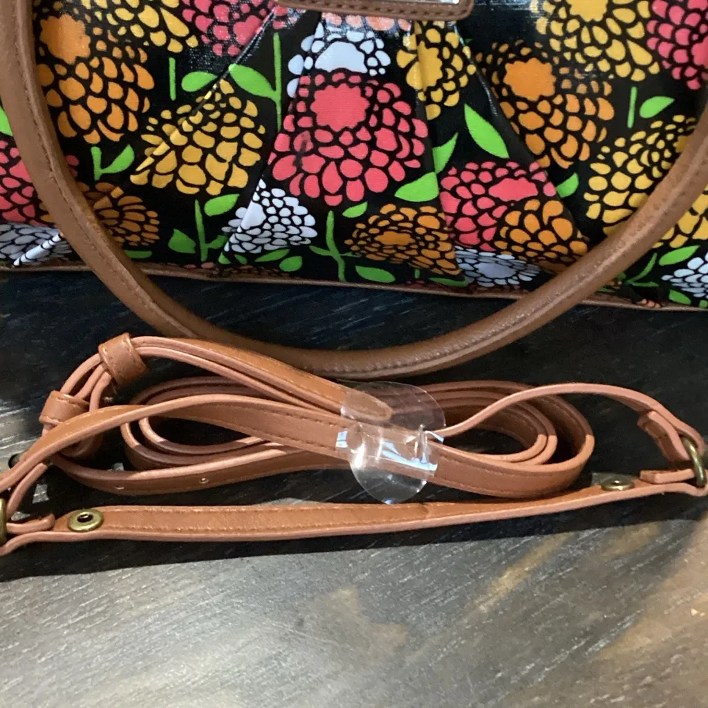 Nine West  Multicolor Floral Satchel with Tan Handles - Image 9