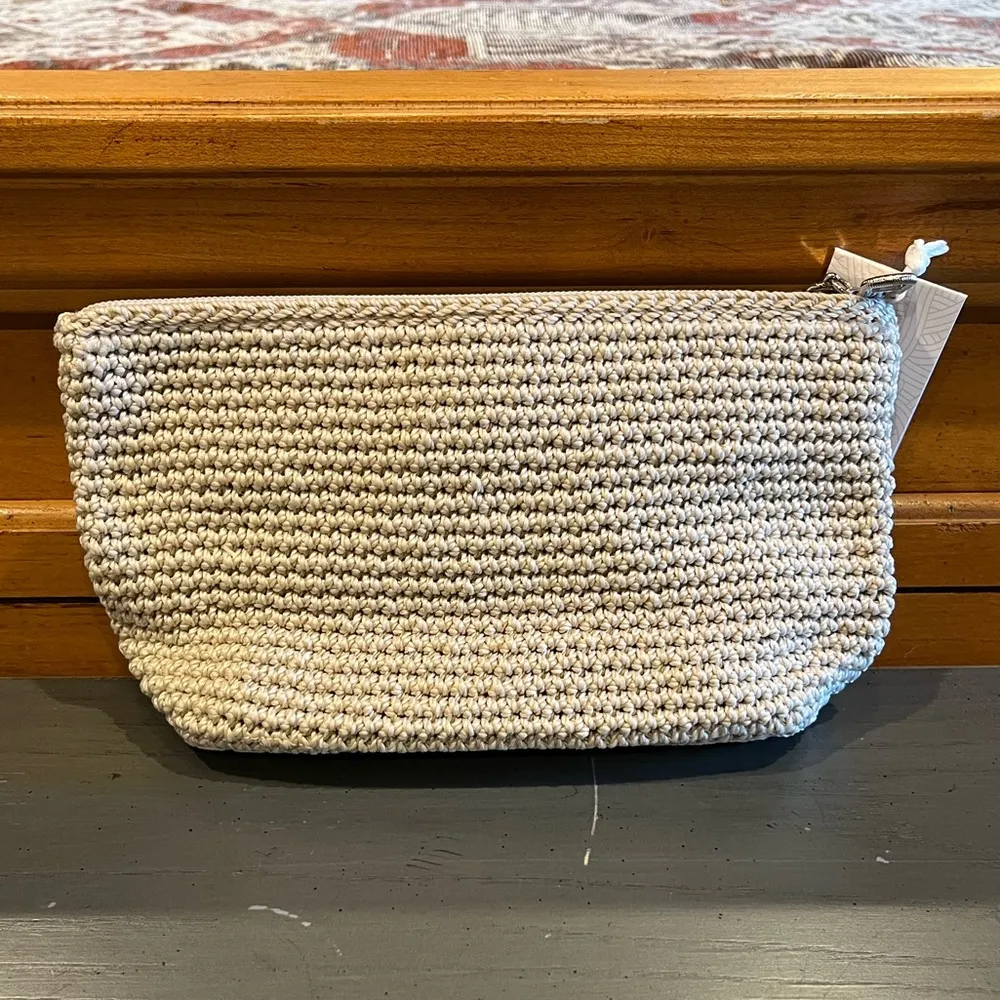 NWT  Beaded Essential Medium Pouch Cosmetic Bag - Ecru Multi Beads - Image 7