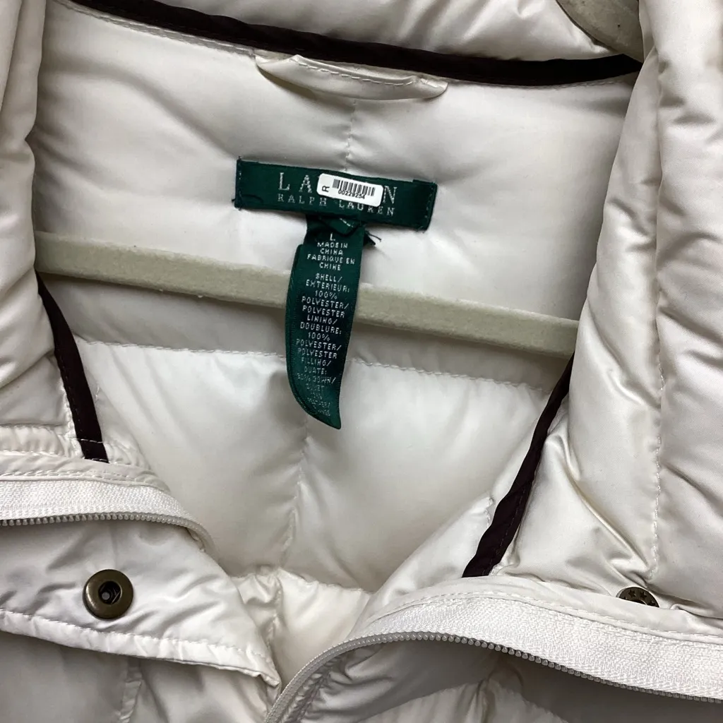 Lauren Ralph Lauren down puffer jacket. Off white. Size Large - Image 6