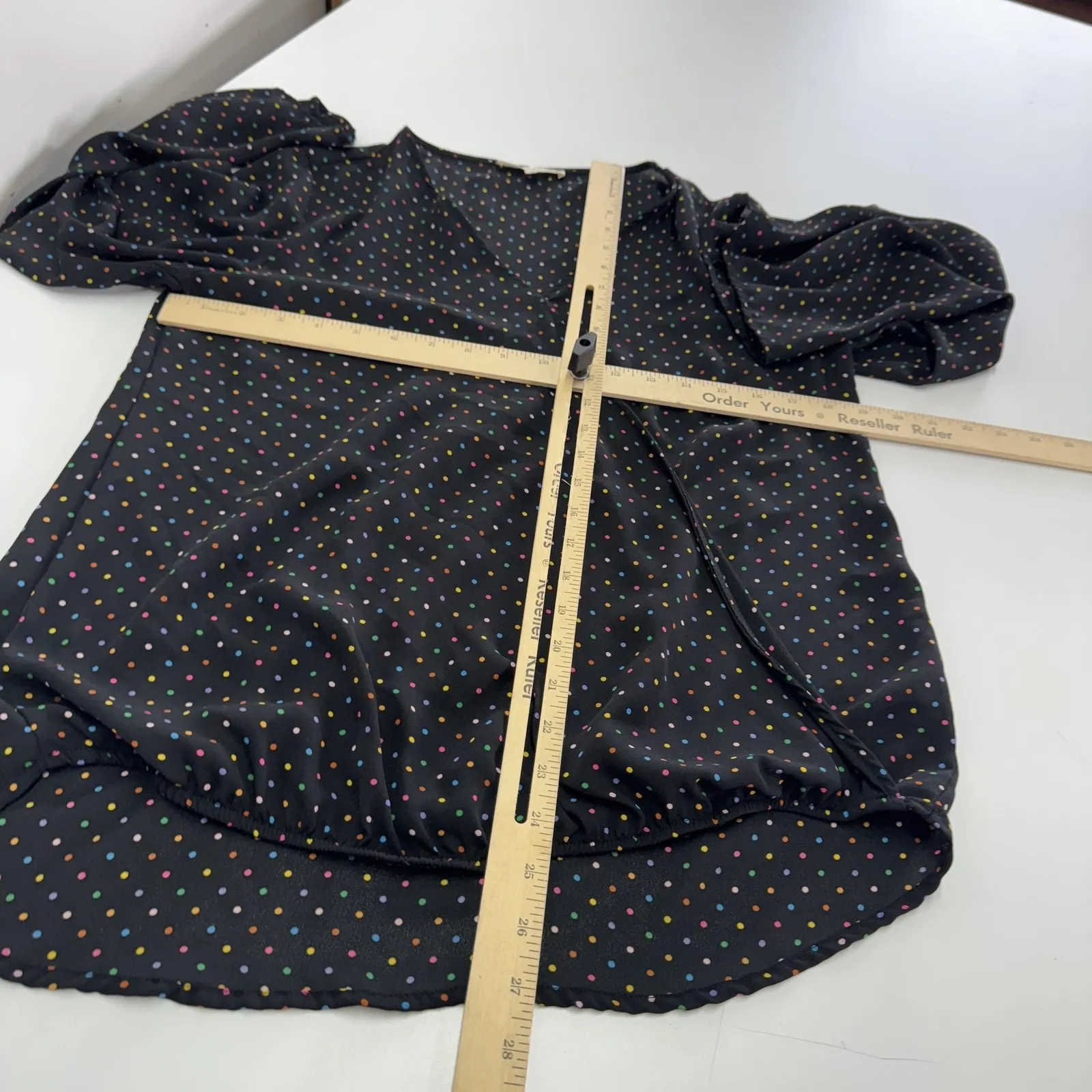 Andree by Unit Blouse Womens Small Black Polka‎ Dot Long Sleeve Polyester Top - Image 7