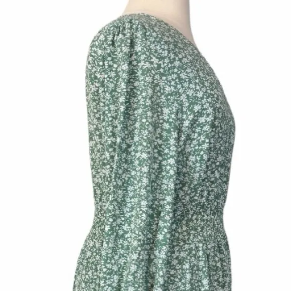 PrettyGarden V-neck Long Ruffle Sleeve Midi Dress Green Floral Women’s Size XXL - Image 11