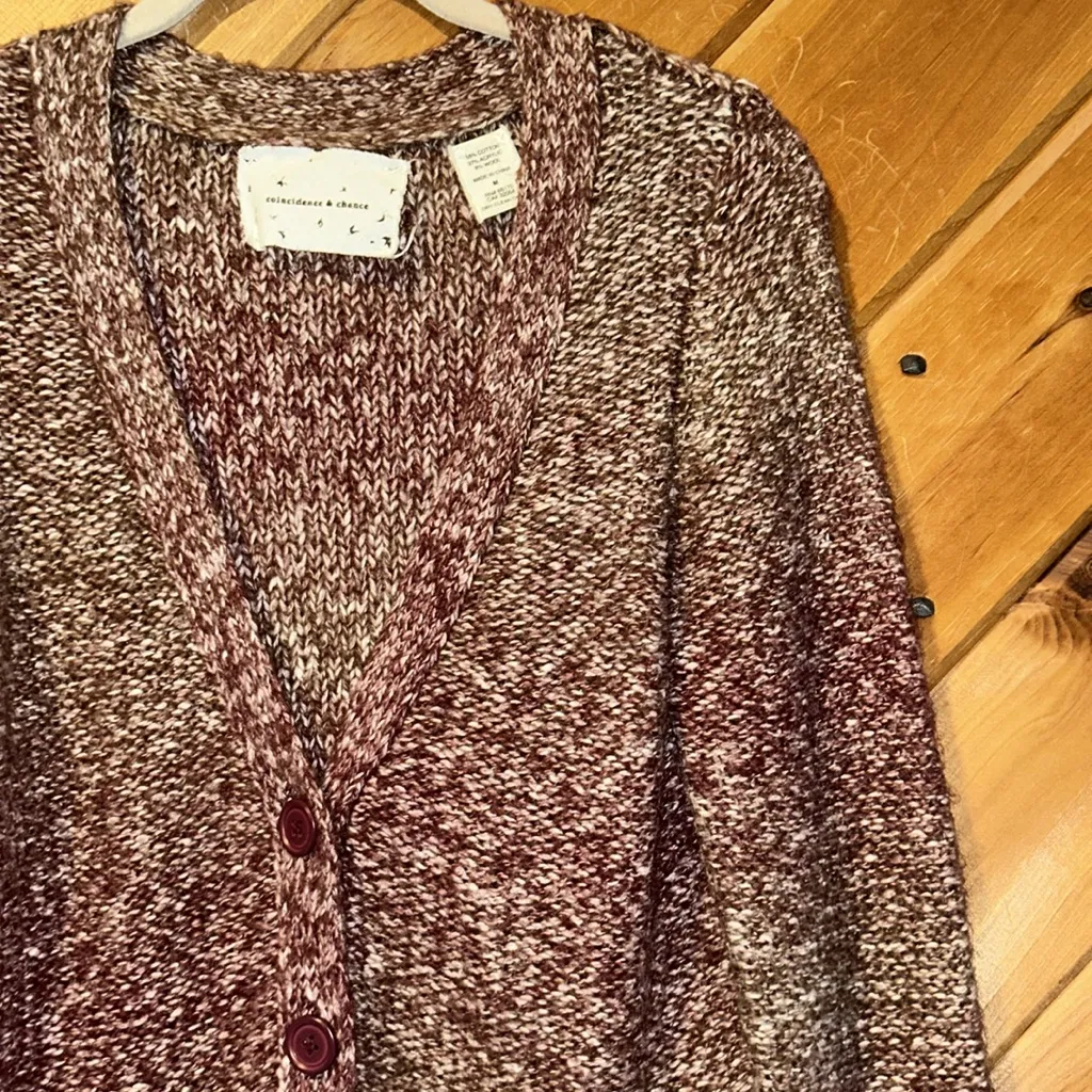 Anthropologie Coincidence & chance maroon ombre wool blend cardigan sweater - Image 2