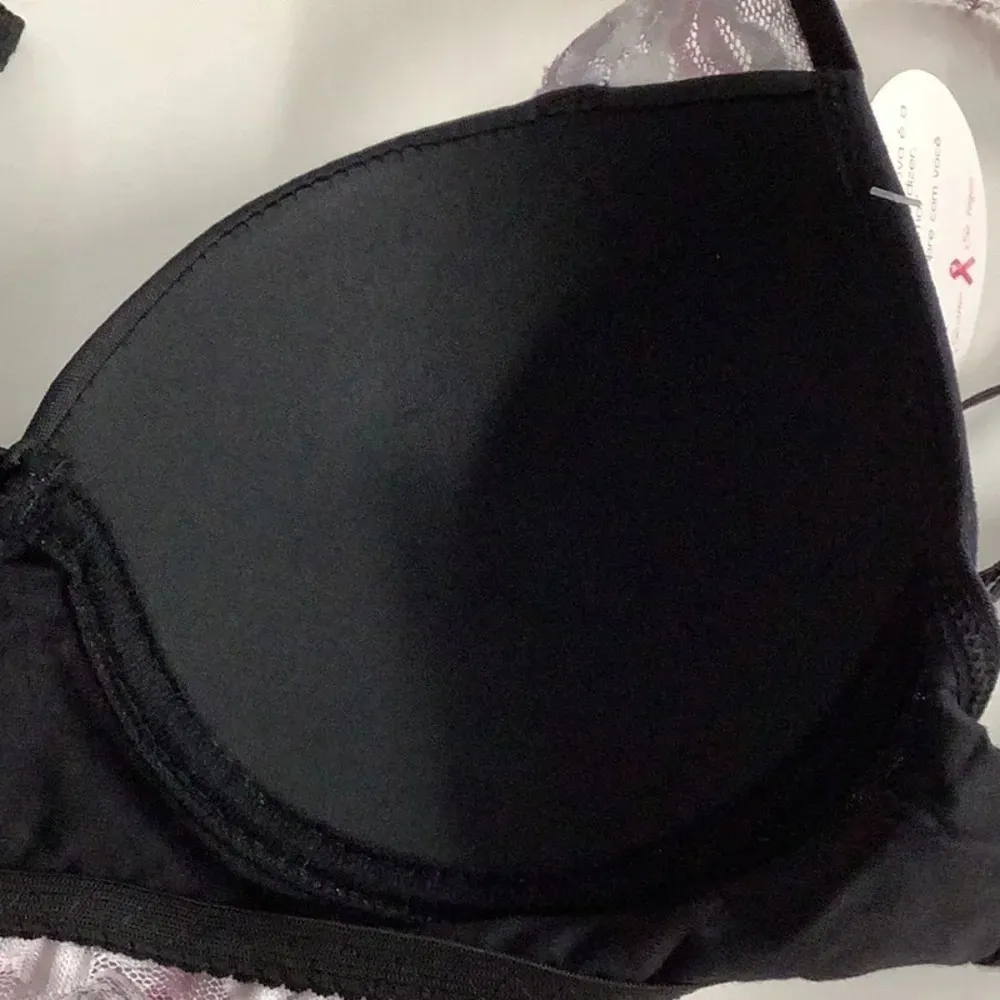 Massam Size Large Black & White Floral Lace Underwire Bra. Made in Brazil New. - Image 4