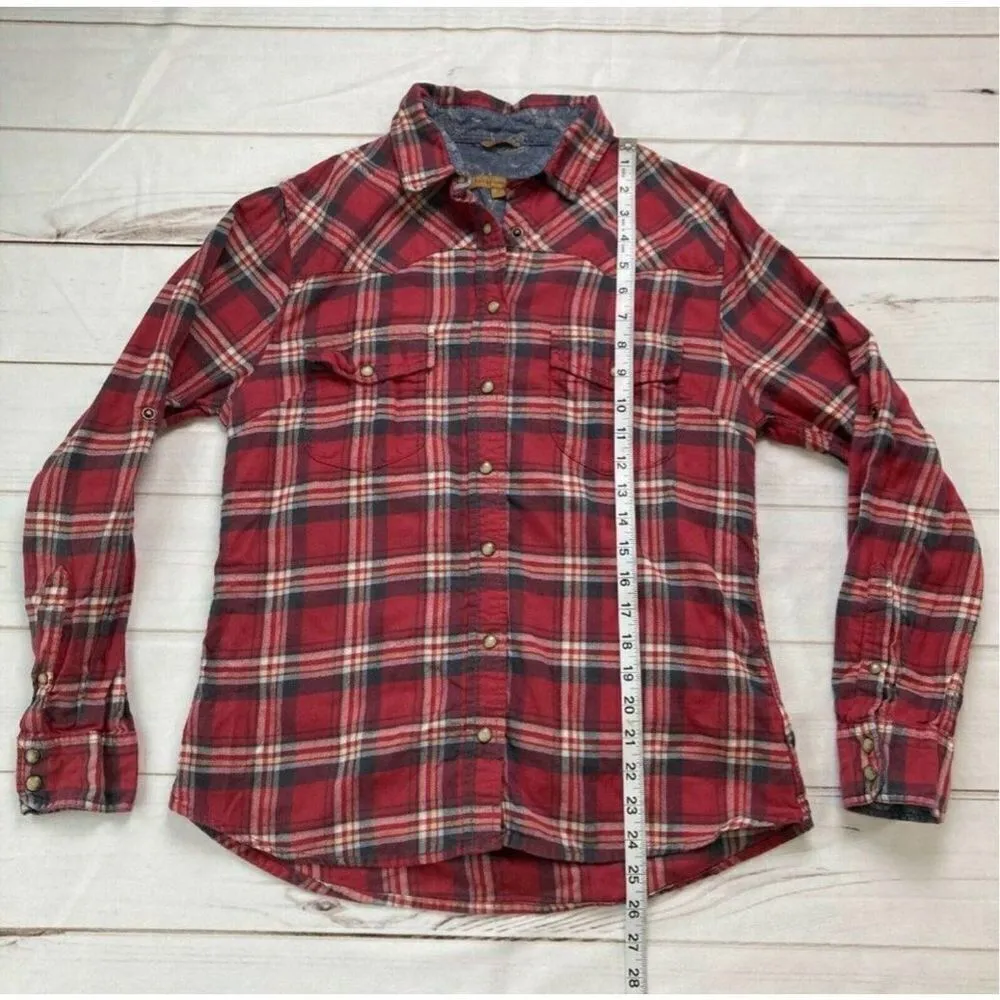 Jachs Girlfriend Bea  Womens Red Plaid Flannel Button Down Size Small - Image 10