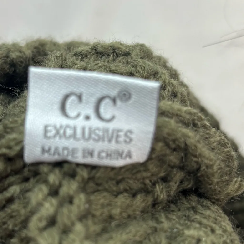 Charming Charlie Cozy Olive Knit Hat - Image 5