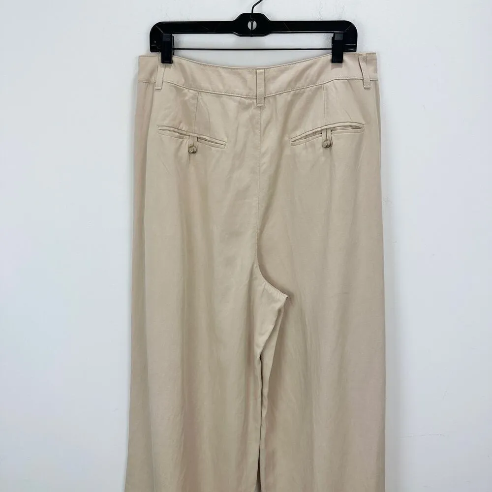 Madewell The Harlow Wide Leg Pant Linen Twill Harvest Moon Beige US 12 NWT - Image 12