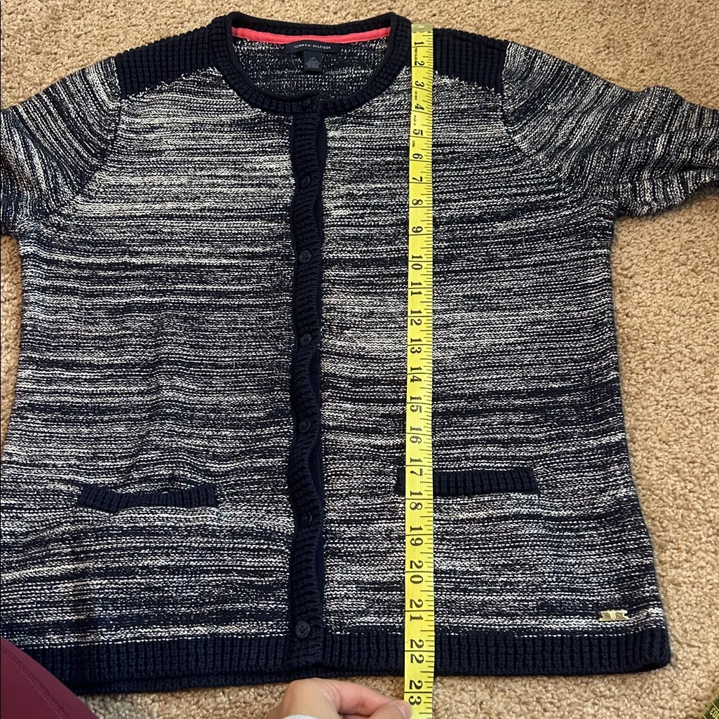 Tommy Hilfiger Navy and Gray Cardigan Size Large - Image 7
