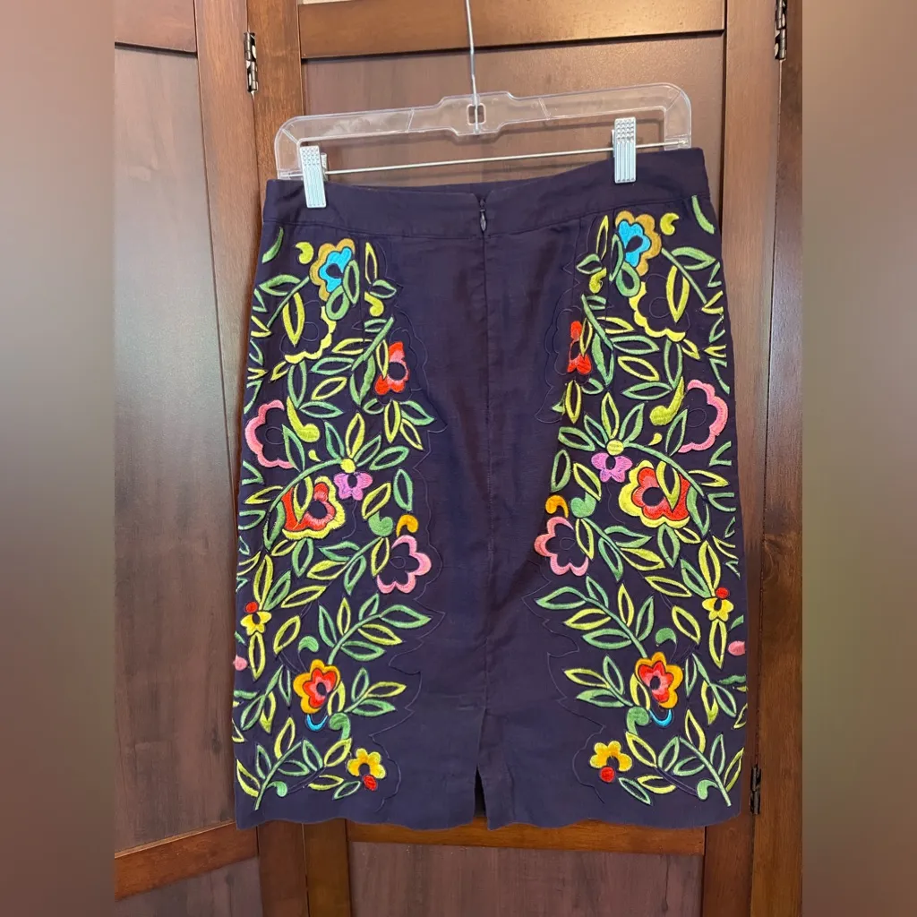 Anthropologie Moulinette Soers Womens Embroidered Floral Pencil Skirt Size‎ 6 - Image 3