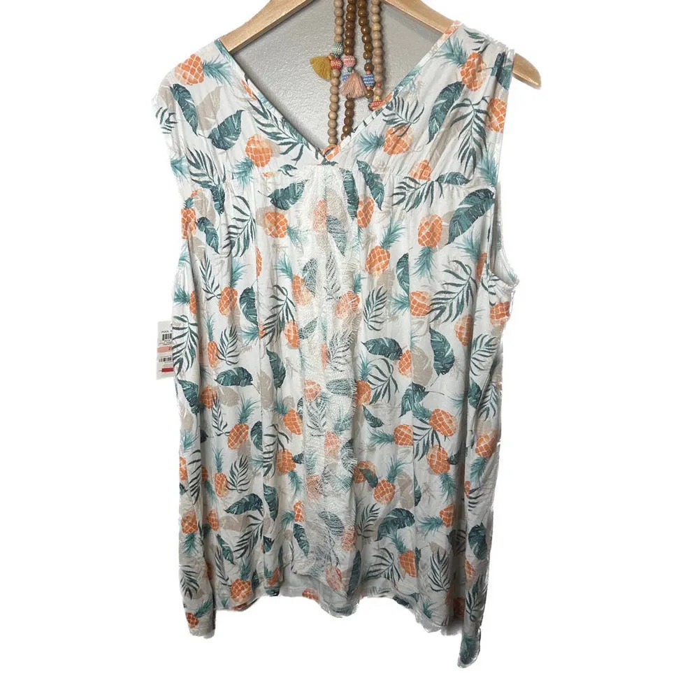 Style&Co Women's‎ Printed Pineapple Bridge NWT 2X - Image 4