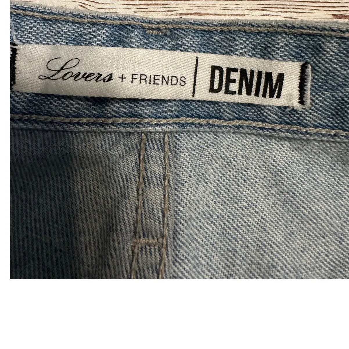 Lovers + Friends Jack Liberty High Rise Shorts Jorts Distressed 27 Denim Stars - Image 3