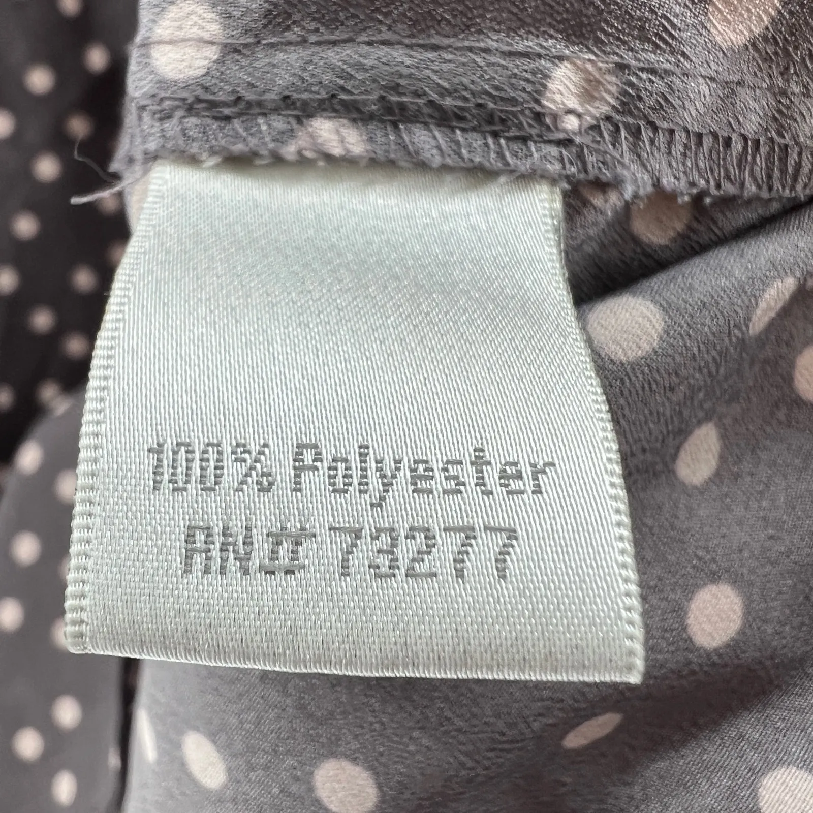 LC Lauren Conrad MEDIUM Gray Brown Polka Dot Pleated Bow Chiffon Top Blouse - Image 8