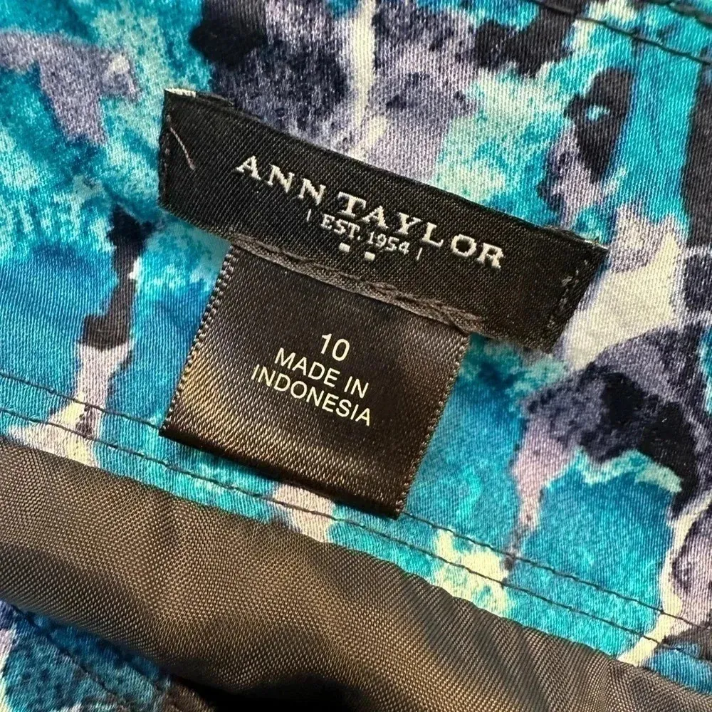 Ann Taylor | Blue Cotton Watercolor Tie Dye A-Line Skirt Size 10 Medium M - Image 4