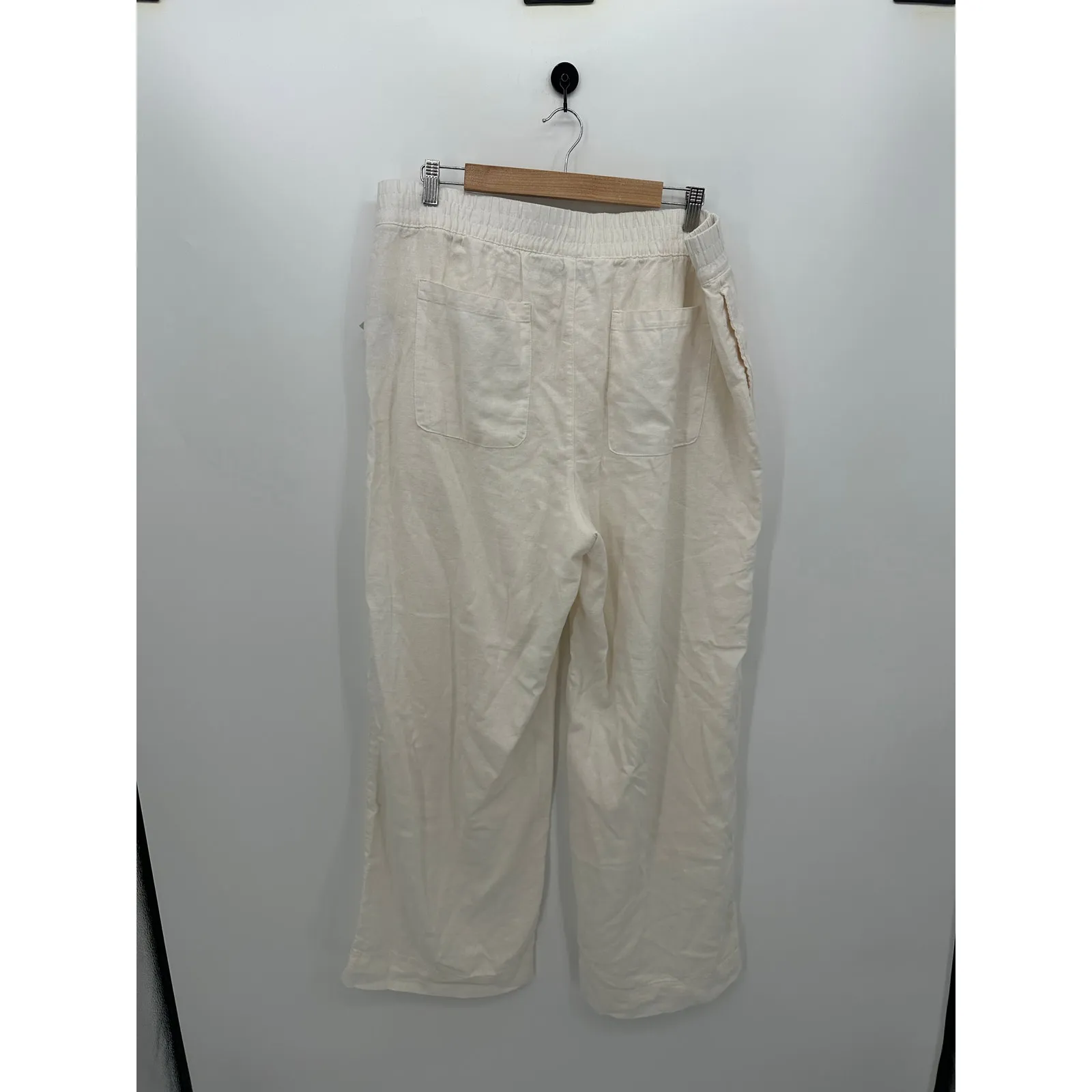 Old Navy Womens White Wide Leg High Rise Linen Blend Pants Size XL Stretch Pull - Image 2
