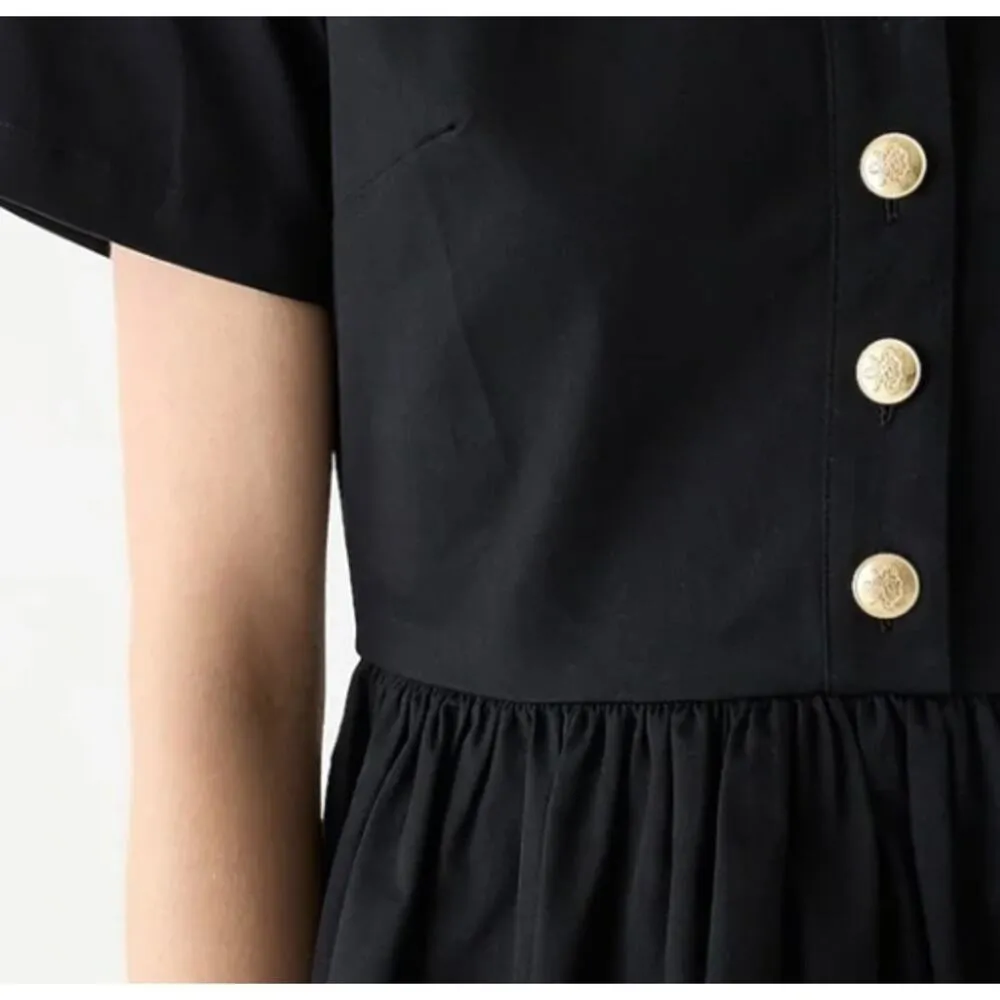 J. Crew Margaret A Line Chino Shirt Mini Dress Black Gold Size 6 NEW - Image 3