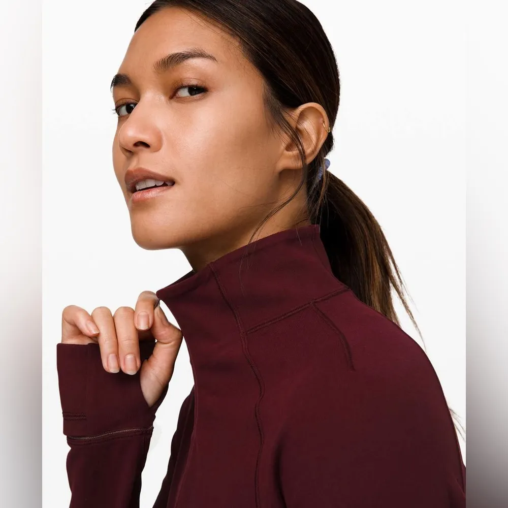LULULEMON Outrun the Elements 1/2 Zip Long Sleeve Running Top in Garnet Size 4 - Image 5