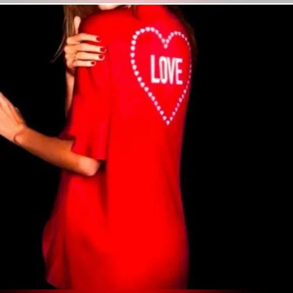 Victoria's Secret Satin Flounce Kimono Love Robe Ruffle Tie Red One Size New - Image 2