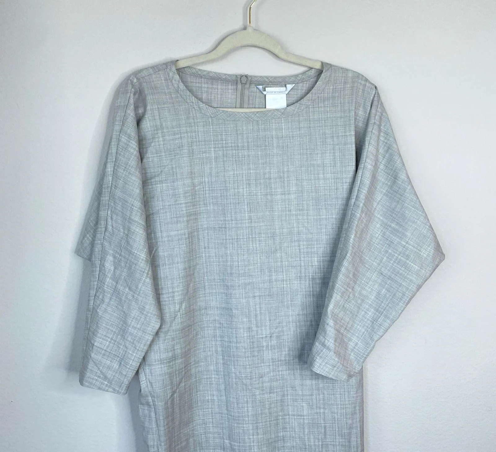MAX MARA Wool Dress Gray Minimalist Half Sleeve Lightweight Shift Size 6 - Image 3