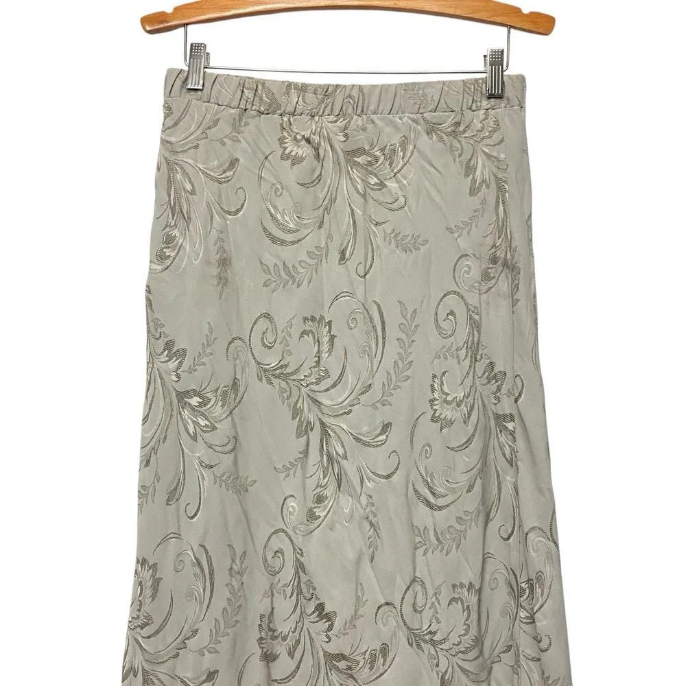 Vintage Y2K Large Long Skirt Gray Embroidered Classic 90 Normcore Maxi Academia - Image 3