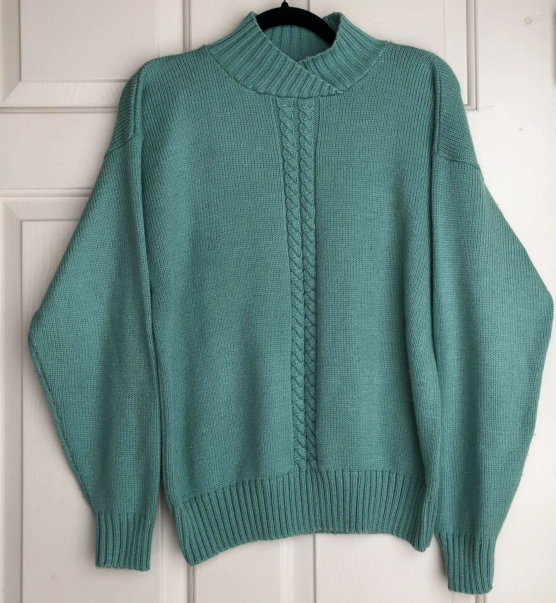 VINTAGE PASTEL TURQUOISE TURTLENECK KNIT SWEATER Blue Size M - Image 2