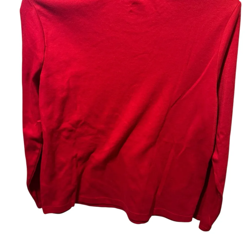 Womens Top Croft & Barrow red cotton knit Holiday Christmas Size Medium Shirt - Image 3