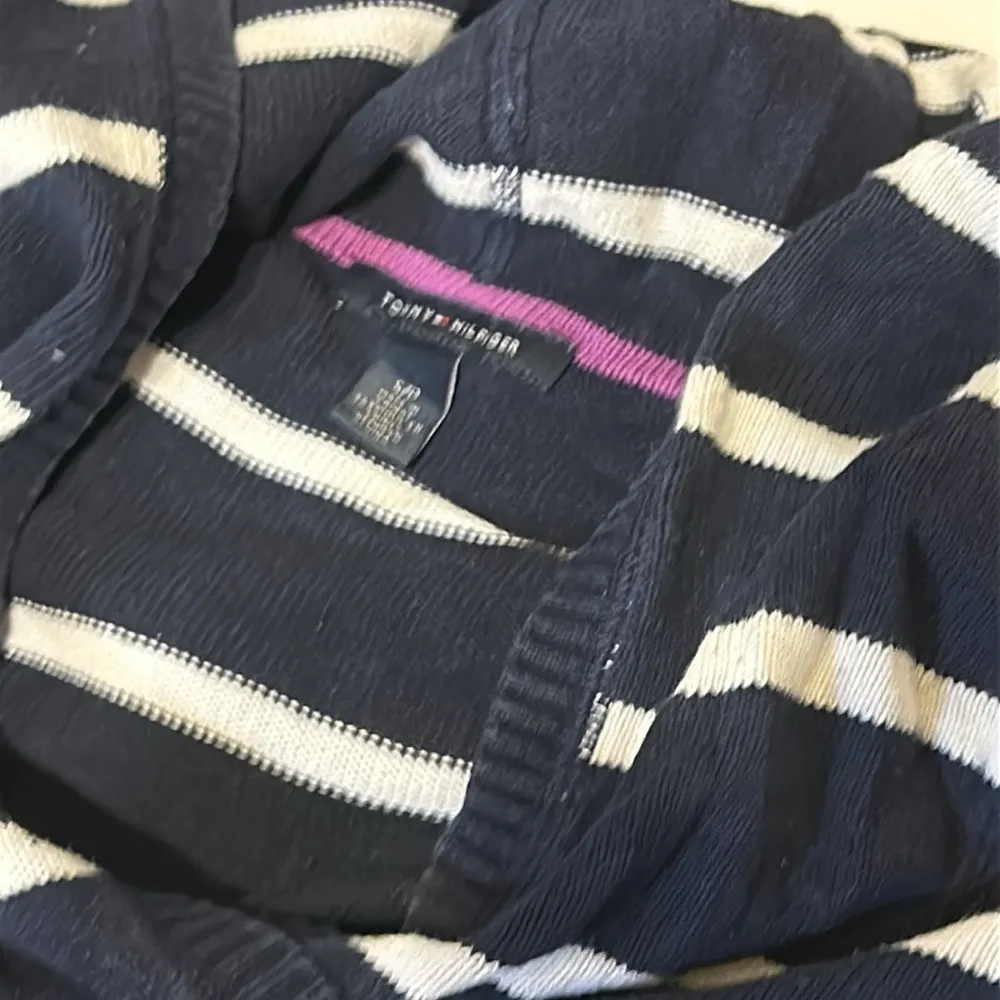 Tommy Hilfiger Striped classic navy and white te hooded sweatshirt kangaroo S - Image 5
