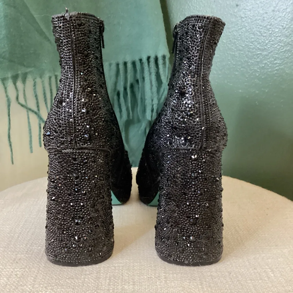 Betsey Johnson Glittering Black Heeled Boots - Image 4
